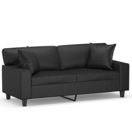 VidaXL 2-osobowa sofa z poduszkami, czarna, 140 cm, sztuczna skóra