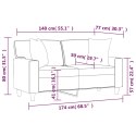 VidaXL 2-osobowa sofa z poduszkami, czarna, 140 cm, sztuczna skóra