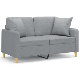 VidaXL 2-osobowa sofa z poduszkami, jasnoszara, 120 cm, tkanina