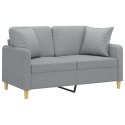 VidaXL 2-osobowa sofa z poduszkami, jasnoszara, 120 cm, tkanina