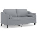 VidaXL 2-osobowa sofa z poduszkami, jasnoszara, 140 cm, tkanina