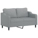 VidaXL 2-osobowa sofa z poduszkami, jasnoszara, 140 cm, tkanina