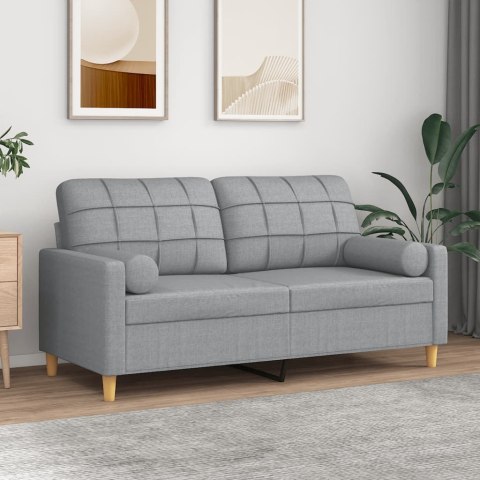 VidaXL 2-osobowa sofa z poduszkami, jasnoszara, 140 cm, tkanina