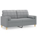 VidaXL 2-osobowa sofa z poduszkami, jasnoszara, 140 cm, tkanina