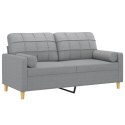 VidaXL 2-osobowa sofa z poduszkami, jasnoszara, 140 cm, tkanina