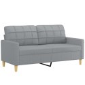 VidaXL 2-osobowa sofa z poduszkami, jasnoszara, 140 cm, tkanina