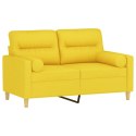 VidaXL 2-osobowa sofa z poduszkami, jasnożółta, 120 cm, tkanina