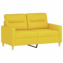 VidaXL 2-osobowa sofa z poduszkami, jasnożółta, 120 cm, tkanina