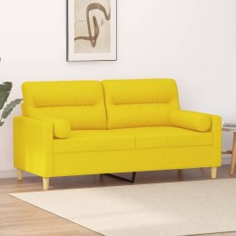 VidaXL 2-osobowa sofa z poduszkami, jasnożółta, 140 cm, tkanina