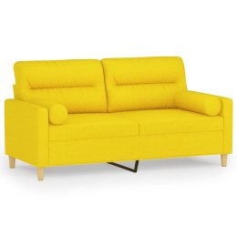 VidaXL 2-osobowa sofa z poduszkami, jasnożółta, 140 cm, tkanina