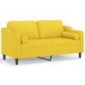 VidaXL 2-osobowa sofa z poduszkami, jasnożółta, 140 cm, tkanina