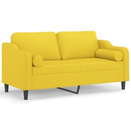 VidaXL 2-osobowa sofa z poduszkami, jasnożółta, 140 cm, tkanina