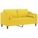 VidaXL 2-osobowa sofa z poduszkami, jasnożółta, 140 cm, tkanina