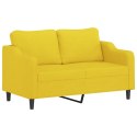 VidaXL 2-osobowa sofa z poduszkami, jasnożółta, 140 cm, tkanina