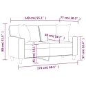 VidaXL 2-osobowa sofa z poduszkami, kremowa, 140 cm, sztuczna skóra