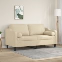 VidaXL 2-osobowa sofa z poduszkami, kremowa, 140 cm, tkanina