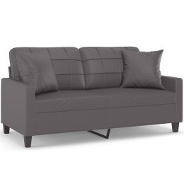 VidaXL 2-osobowa sofa z poduszkami, szara, 140 cm, sztuczna skóra