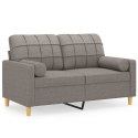 VidaXL 2-osobowa sofa z poduszkami, taupe, 120 cm, tkanina