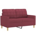 VidaXL 2-osobowa sofa z poduszkami, winna czerwień, 120 cm, tkanina