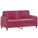 VidaXL 2-osobowa sofa z poduszkami, winna czerwień, 140 cm, aksamit