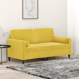 VidaXL 2-osobowa sofa z poduszkami, żółta, 140 cm, aksamit