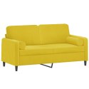 VidaXL 2-osobowa sofa z poduszkami, żółta, 140 cm, aksamit