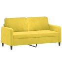 VidaXL 2-osobowa sofa z poduszkami, żółta, 140 cm, aksamit