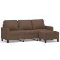 VidaXL 3-osobowa sofa z podnóżkiem, brązowy, 180 cm, tkaniną