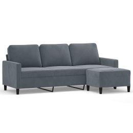 VidaXL 3-osobowa sofa z podnóżkiem, ciemnoszary, 180 cm, aksamit