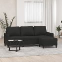 VidaXL 3-osobowa sofa z podnóżkiem, czarna, 180 cm, tkaniną