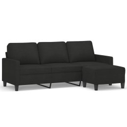 VidaXL 3-osobowa sofa z podnóżkiem, czarna, 180 cm, tkaniną