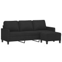 VidaXL 3-osobowa sofa z podnóżkiem, czarna, 180 cm, tkaniną