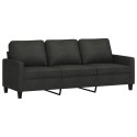 VidaXL 3-osobowa sofa z podnóżkiem, czarna, 180 cm, tkaniną