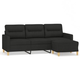 VidaXL 3-osobowa sofa z podnóżkiem, czarna, 180 cm, tkaniną