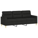 VidaXL 3-osobowa sofa z podnóżkiem, czarna, 180 cm, tkaniną