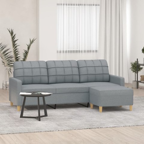 VidaXL 3-osobowa sofa z podnóżkiem, jasnoszara, 180 cm, tkaniną