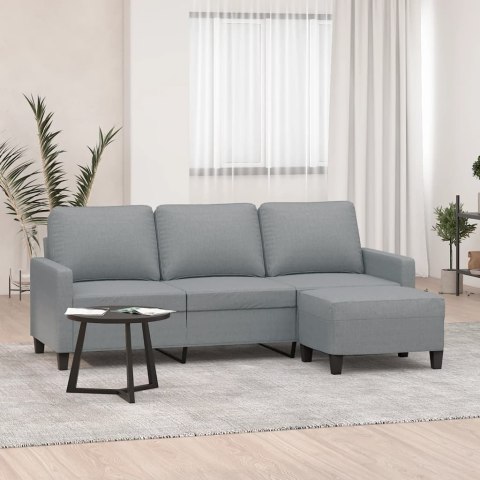 VidaXL 3-osobowa sofa z podnóżkiem, jasnoszara, 180 cm, tkaniną