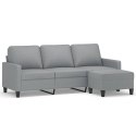 VidaXL 3-osobowa sofa z podnóżkiem, jasnoszara, 180 cm, tkaniną