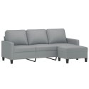 VidaXL 3-osobowa sofa z podnóżkiem, jasnoszara, 180 cm, tkaniną