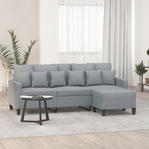 VidaXL 3-osobowa sofa z podnóżkiem, jasnoszara, 180 cm, tkaniną