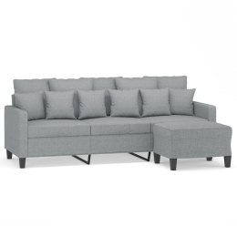 VidaXL 3-osobowa sofa z podnóżkiem, jasnoszara, 180 cm, tkaniną