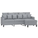 VidaXL 3-osobowa sofa z podnóżkiem, jasnoszara, 180 cm, tkaniną