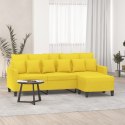 VidaXL 3-osobowa sofa z podnóżkiem, jasnożółty, 180 cm, tkaniną