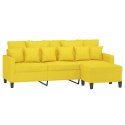 VidaXL 3-osobowa sofa z podnóżkiem, jasnożółty, 180 cm, tkaniną