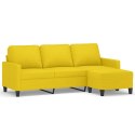 VidaXL 3-osobowa sofa z podnóżkiem, jasnożółty, 180 cm, tkaniną