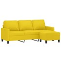 VidaXL 3-osobowa sofa z podnóżkiem, jasnożółty, 180 cm, tkaniną