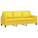 VidaXL 3-osobowa sofa z podnóżkiem, jasnożółty, 180 cm, tkaniną