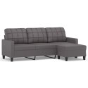 VidaXL 3-osobowa sofa z podnóżkiem, szary, 180 cm, sztuczna skóra