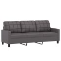 VidaXL 3-osobowa sofa z podnóżkiem, szary, 180 cm, sztuczna skóra