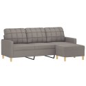 VidaXL 3-osobowa sofa z podnóżkiem, taupe, 180 cm, tkaniną